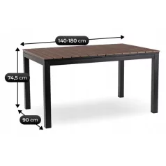 ARGOS Kerti asztal 140-180 cm Diófa/Fekete