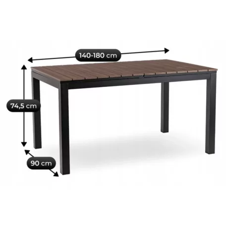 ARGOS Kerti asztal 140-180 cm Diófa/Fekete