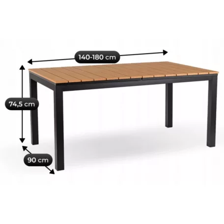 ARGOS Kerti asztal 140-180 cm Tölgyfa/Fekete