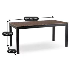 ARGOS Kerti asztal 160-260 cm Diófa/Fekete