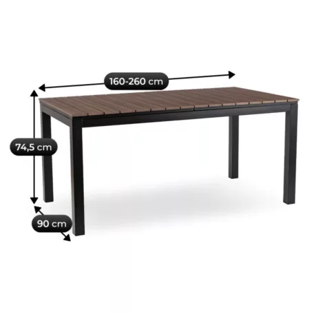 ARGOS Kerti asztal 160-260 cm Diófa/Fekete