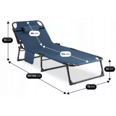 SATURN kerti nyugágy kempingágy sötétkék