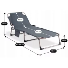 Kerti nyugágy kempingágy SATURN szürke