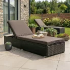 Kerti napágy LARGO Fekete/Barna Technorattan