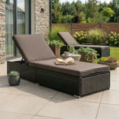 Kerti napágy LARGO Fekete/Barna Technorattan