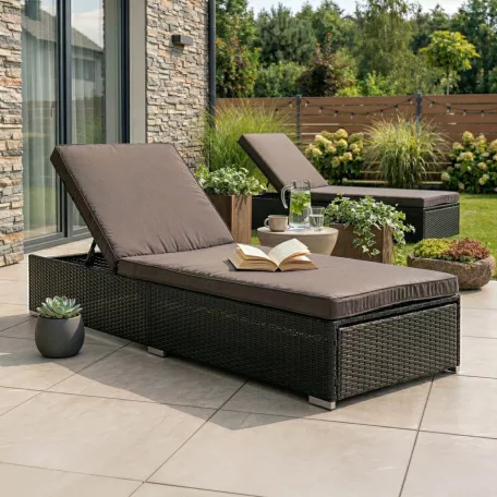 Kerti napágy LARGO Fekete/Barna Technorattan