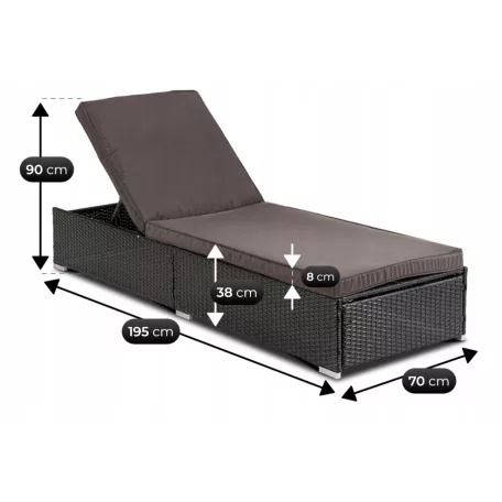 Kerti napágy LARGO Fekete/Barna Technorattan