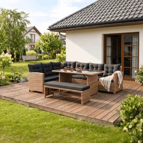 Kerti bútorkészlet LIMPIO Jasnobrązowy/Fekete