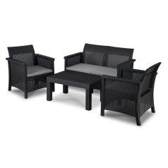 BRENTA kerti bútor szett fekete/szürke