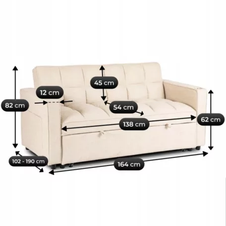 Aster2, kinyitható fotel, bézs, szövet