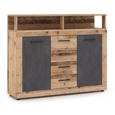 BLAGO MIDI B Fiókos Komód 119.5 cm Nyers Tölgy/Grafit