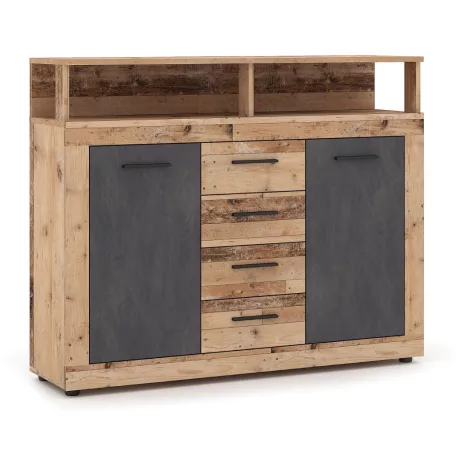 BLAGO MIDI B Fiókos Komód 119.5 cm Nyers Tölgy/Grafit