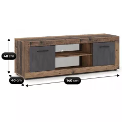 BLAGO TV szekrény 140 cm Sötét tölgy/grafitszürke