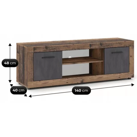 BLAGO TV szekrény 140 cm Sötét tölgy/grafitszürke