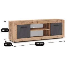 BLAGO TV szekrény 140 cm Nyers Tölgy/Grafit