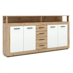 BLAGO Fiókos Komód 190 cm Artisan Tölgyfa/Fehér