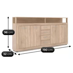 BLAGO Fiókos Komód 190 cm Sonoma Tölgyfa