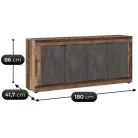 BLAGO Fiókos Komód 180 cm Sötét Tölgy/Grafit