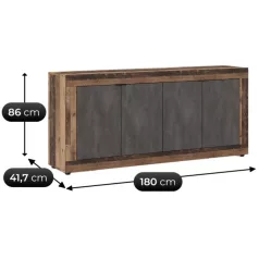 BLAGO Fiókos Komód 180 cm Sötét Tölgy/Grafit