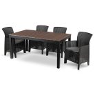 Kerti bútorkészlet Asztal ARGOS 160-260 cm Orzech i 4 Fotele FRESNO Czarne