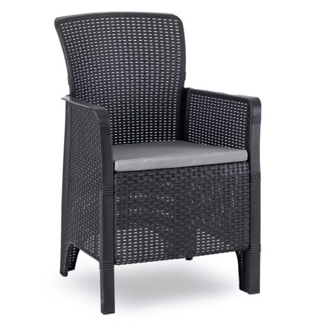 Kerti bútorkészlet Asztal ARGOS 160-260 cm Orzech i 4 Fotele FRESNO Czarne