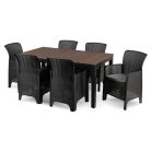 Kerti bútorkészlet Asztal ARGOS 160-260 cm Orzech i 6 Foteli FRESNO Feketech