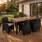 Kerti bútorkészlet Asztal ARGOS 160-260 cm Orzech i 6 Foteli FRESNO Feketech