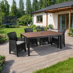   Kerti bútorkészlet Asztal ARGOS 140-180 cm Orzech i 4 Fotele FRESNO Czarne