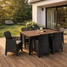 Kerti bútorkészlet Asztal ARGOS 140-180 cm Orzech i 6 Foteli FRESNO Feketech