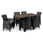 Kerti bútorkészlet Asztal ARGOS 140-180 cm Orzech i 6 Foteli FRESNO Feketech