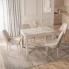 Skubi, kinyitható asztal, kasmír, forgácslap