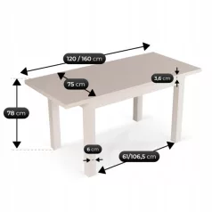 Skubi, kinyitható asztal, kasmír, forgácslap
