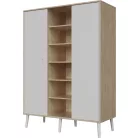 Peak Natural Oak & White 3 osztású szekrény