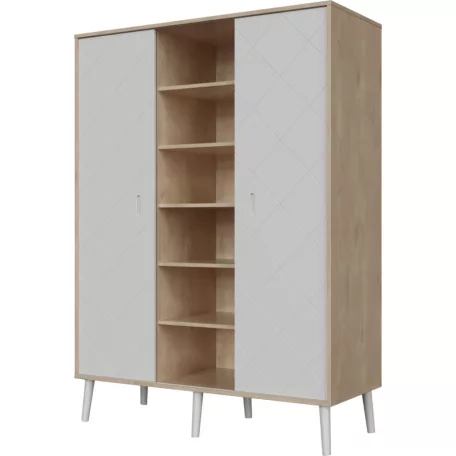 Peak Natural Oak & White 3 osztású szekrény