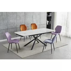 Gavilia kihúzható asztal (fehér + arany, 140/200x90x76)