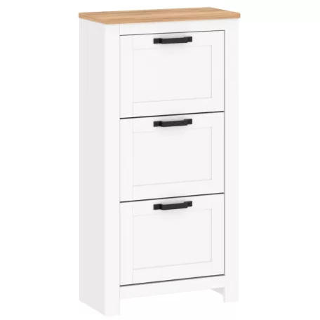 Teolo 2 cipősszekrény fehér + tölgy (lanzette j, szín nimfea alba / tölgy craft gold)