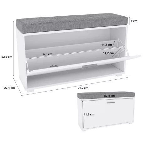 Cipőszekrény pelago 91 fehér + szürke