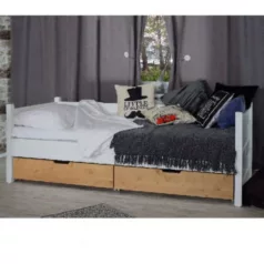 Ágy marjetica - két fiókkal (90x200, fehér + natúr)