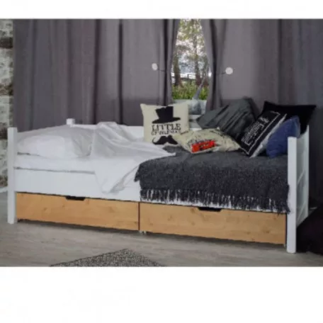 Ágy marjetica - két fiókkal (90x200, fehér + natúr)