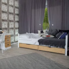 Ágy marjetica - két fiókkal (90x200, fehér + natúr)