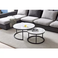 Tajda dohányzóasztal 2 db-os (fehér márvány)