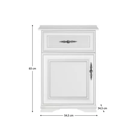 Komód, alpesi fehér, KENTAK KOM1D1SL/P
