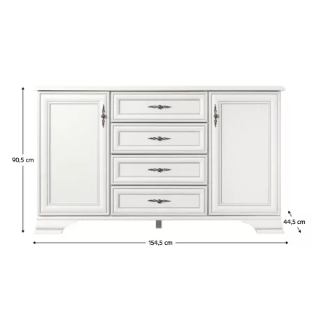 Komód, alpesi fehér, KENTAK KOM2D4S