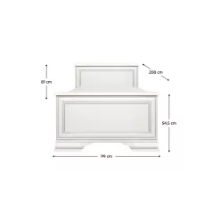 Ágy, 90x200, alpesi fehér, KENTAK