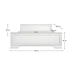 Ágy, 160x200, alpesi fehér, KENTAK