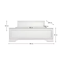 Ágy, 180x200, alpesi fehér, KENTAK