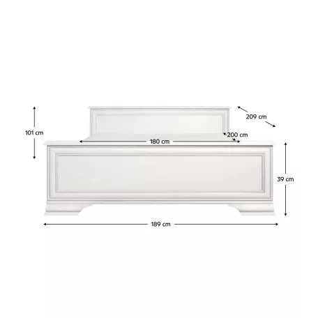 Ágy, 180x200, alpesi fehér, KENTAK