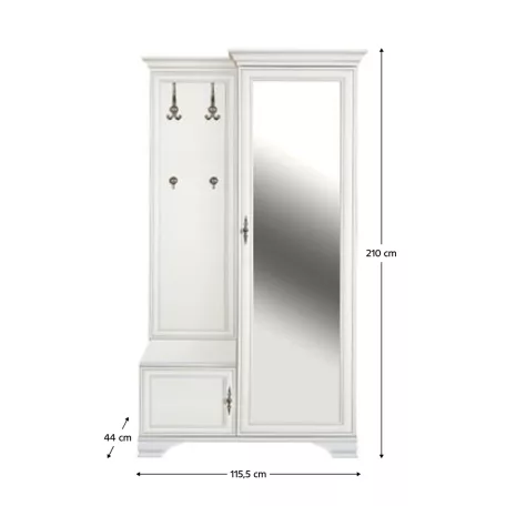 Előszobai szett, alpesi fehér, jobbos, KENTAK PPK110P