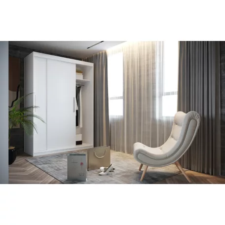 Sara 160 cm tolóajtós gardróbszekrény fehér