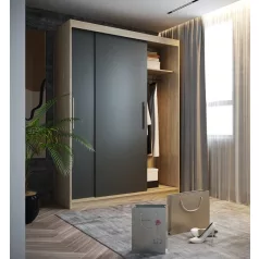 Sara 160 cm tolóajtós gardróbszekrény sonoma/antracit